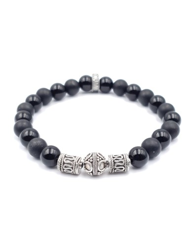 Brillant Métal Bande élastique Bracelet Bracelet Argent Noir-Argent